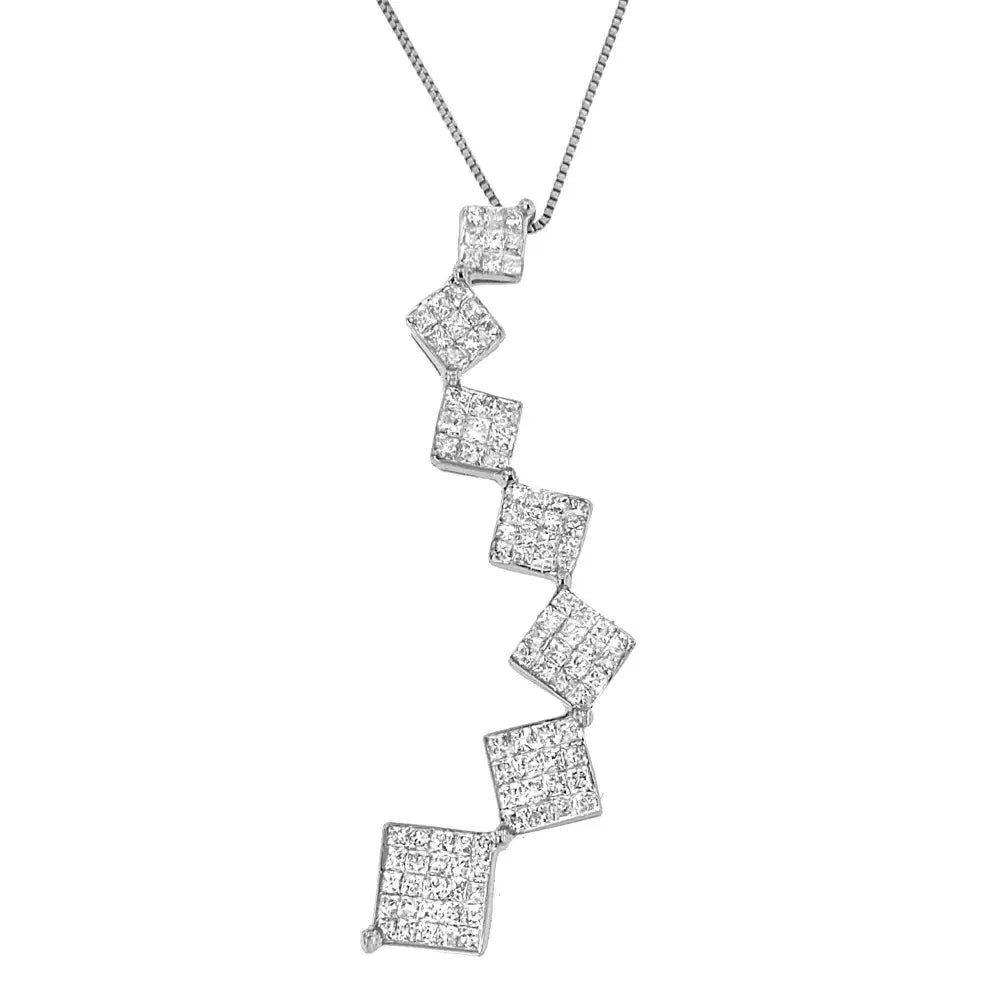 10k white gold 1 cttw princess cut diamond snake curved pendant necklace bijoux-nyc direct