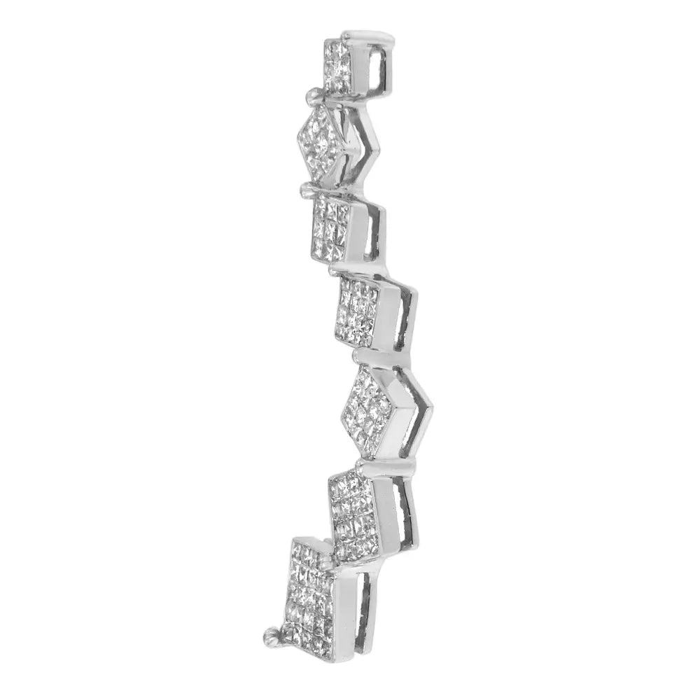 10k white gold 1 cttw princess cut diamond snake curved pendant necklace bijoux-nyc direct