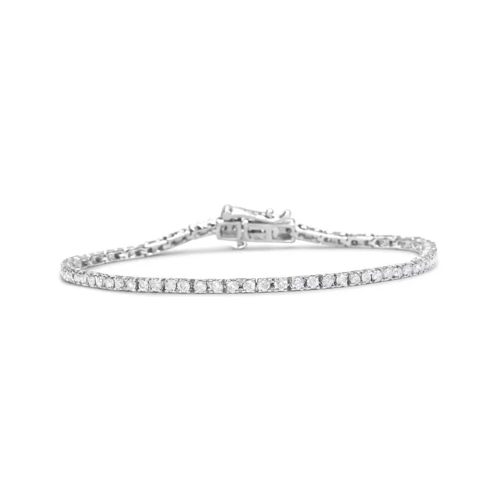 10K White Gold 2.0 Cttw Prong Set Round-Cut 7.25" Classic Diamond Tennis Bracelet (G-H Color, I1-I2 Clarity) - Bijoux-NYC Direct