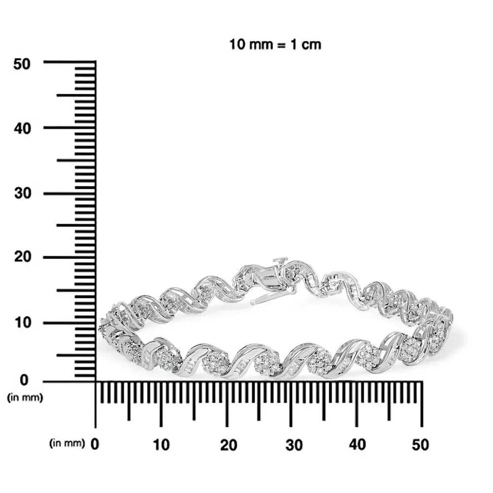 2.00 cttw diamond floral swirl link bracelet in 10k white gold bijoux-nyc direct