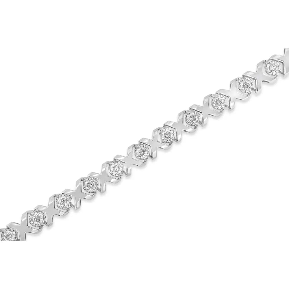 10k white gold 2.00 cttw round diamond xoxo link 7 inch bracelet bijoux-nyc direct