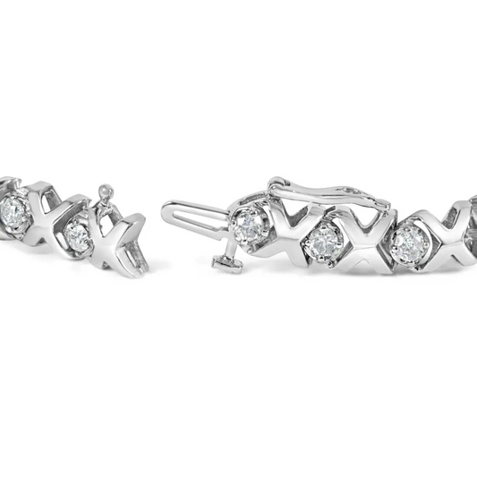 10k white gold 2.00 cttw round cut diamond ’xoxo’ link 7’’ bracelet (i j color i2 i3 clarity) bracelets/bracelet/link handcrafted