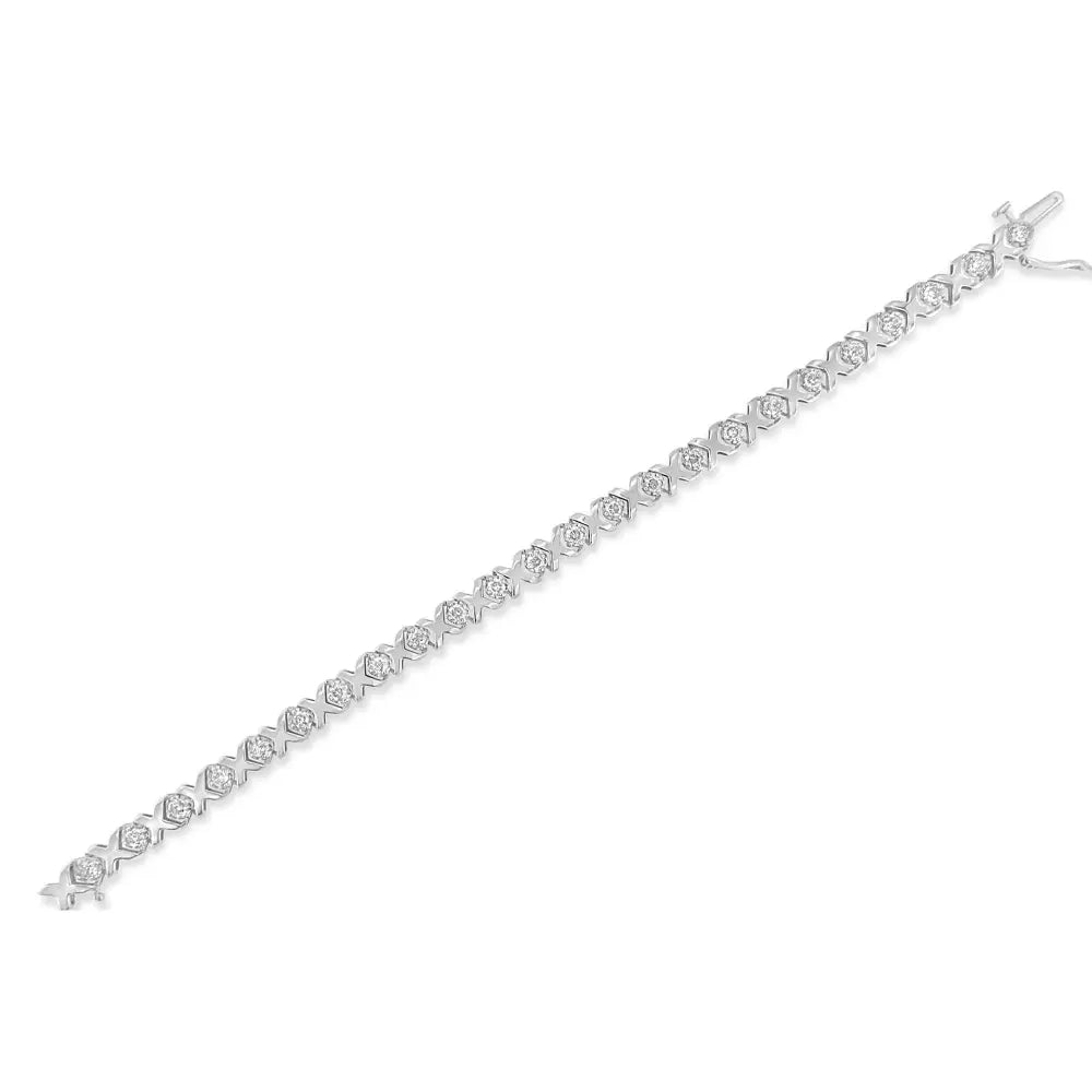 10k white gold 2.00 cttw round diamond xoxo link 7 inch bracelet bijoux-nyc direct