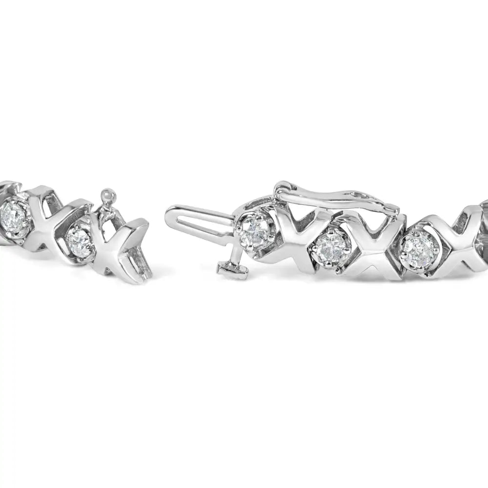 10k white gold 2.00 cttw round diamond xoxo link 7 inch bracelet bijoux-nyc direct