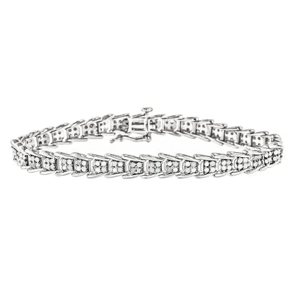 10k White Gold 2 cttw Diamond Fan-Shaped Link Tennis Bracelet (I-J Clarity, I3 Color) - Size 7.25" - Bijoux-NYC Direct