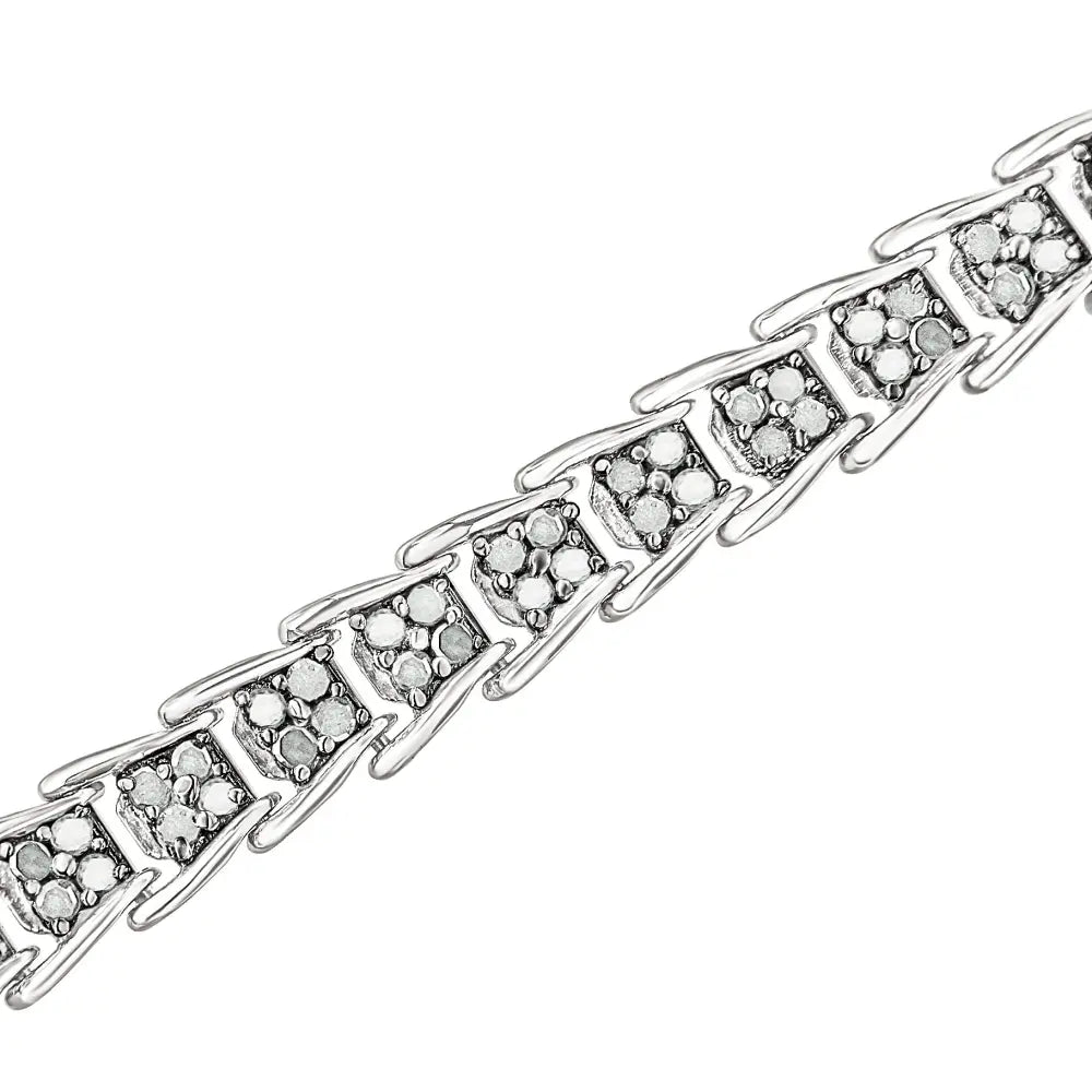 10k White Gold 2 cttw Diamond Fan-Shaped Link Tennis Bracelet (I-J Clarity, I3 Color) - Size 7.25" - Bijoux-NYC Direct