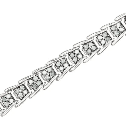 10k White Gold 2 cttw Diamond Fan-Shaped Link Tennis Bracelet (I-J Clarity, I3 Color) - Size 7.25" - Bijoux-NYC Direct