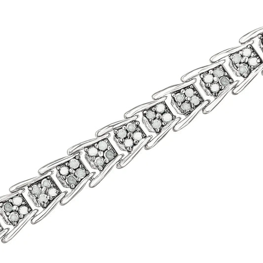 10k White Gold 2 cttw Diamond Fan-Shaped Link Tennis Bracelet (I-J Clarity, I3 Color) - Size 7.25" - Bijoux-NYC Direct