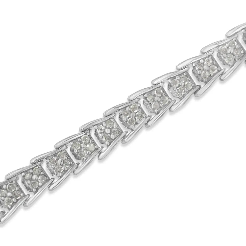 10k White Gold 2 cttw Diamond Fan-Shaped Link Tennis Bracelet (I-J Clarity, I3 Color) - Size 7.25" - Bijoux-NYC Direct
