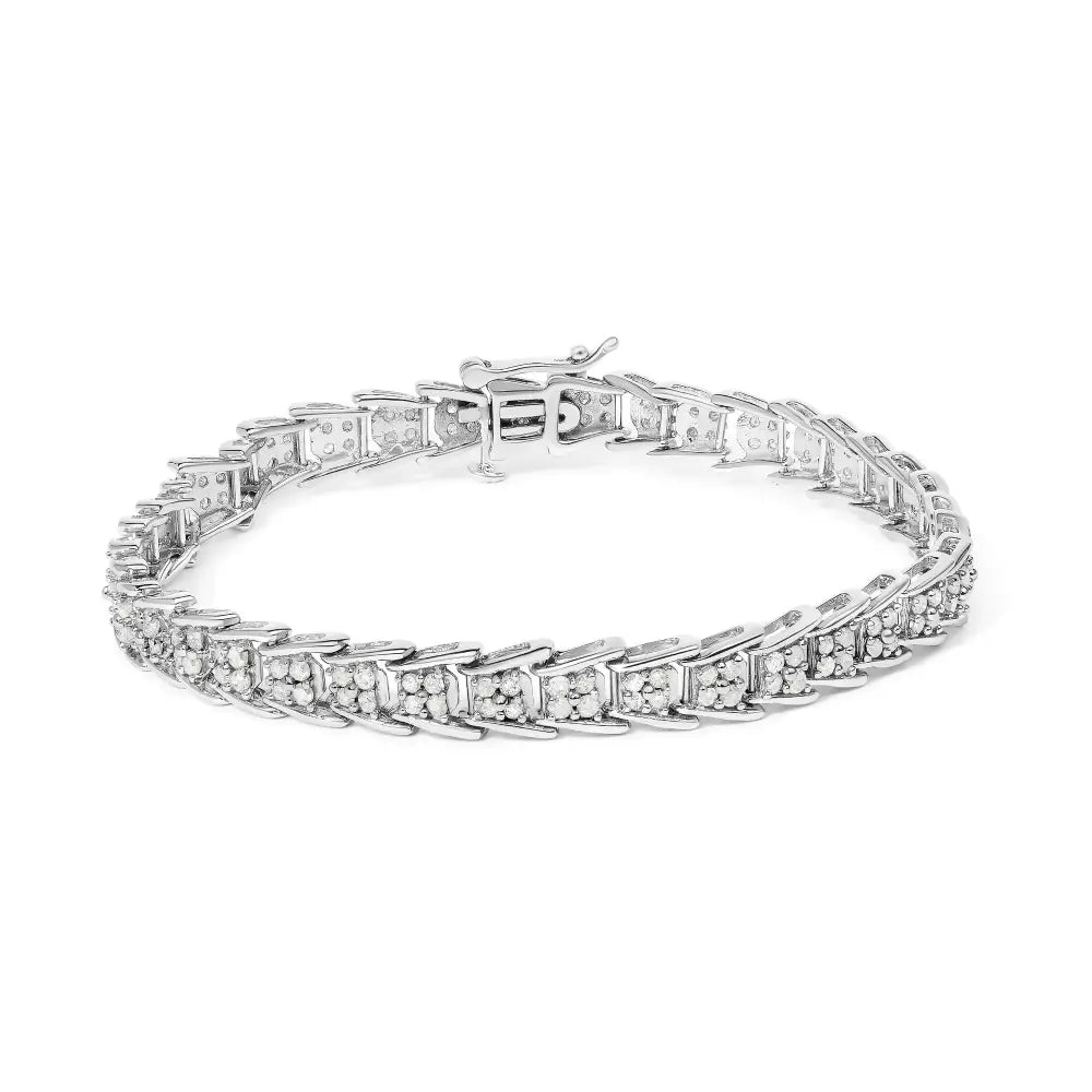2ctw diamond fan link tennis bracelet in 10k white gold 7.25 inch bijoux-nyc direct