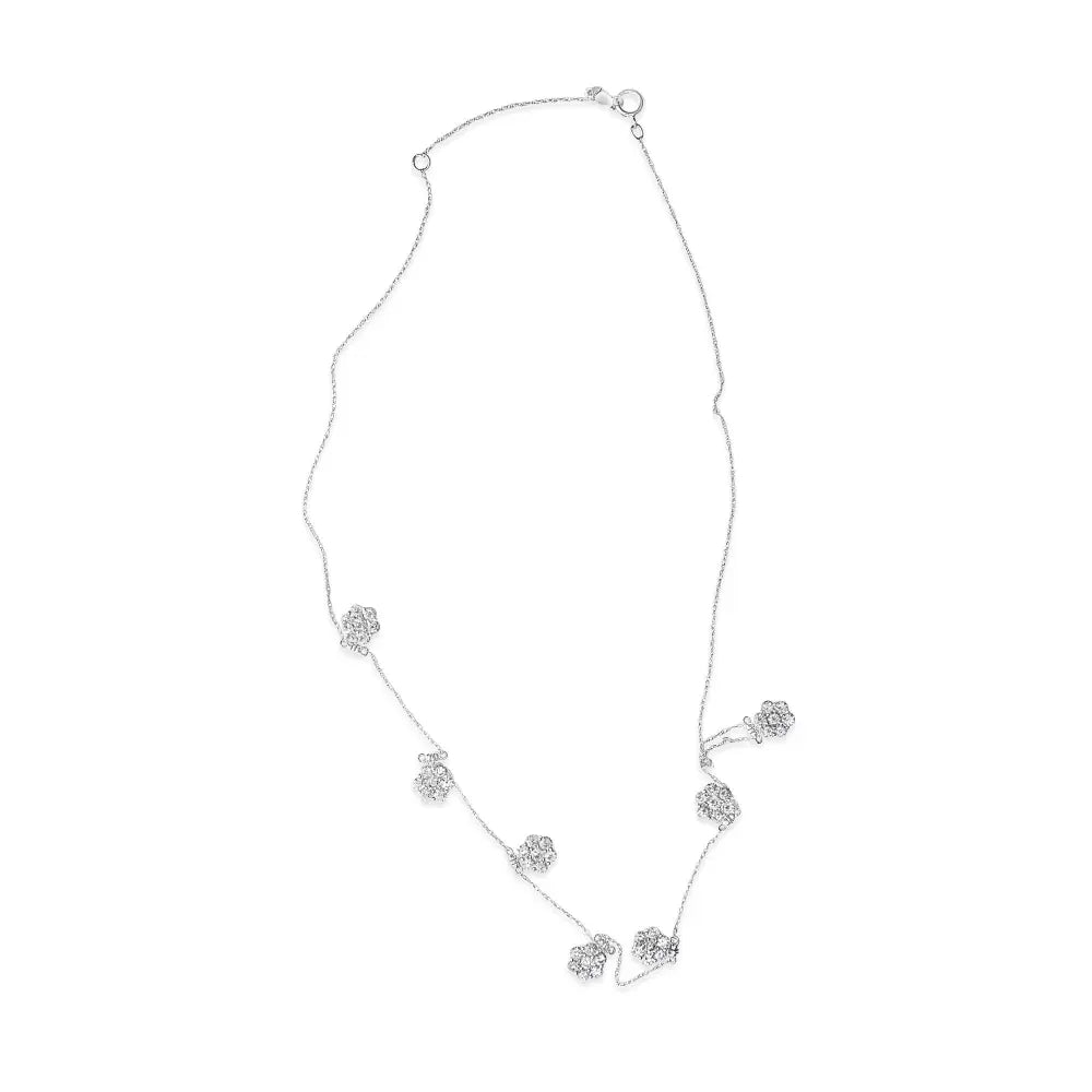 10k white gold 3.0 cttw round cut diamond 7 stone cluster station necklace (h i color i1 i2 clarity) 18’’ necklaces/non