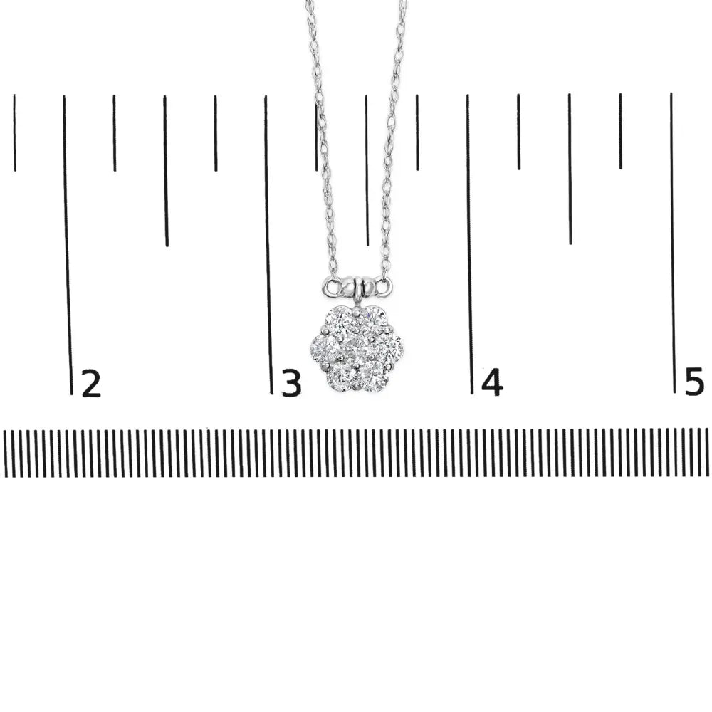 10k white gold 3.0 cttw round cut diamond 7 stone cluster station necklace (h i color i1 i2 clarity) 18’’ necklaces/non