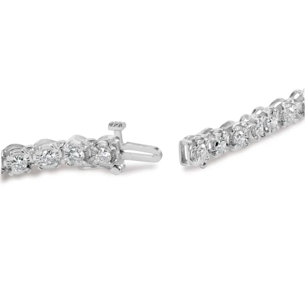 10k white gold 3.00 cttw miracle set diamond bezel link style tennis bracelet (h i color i2 i3 clarity) 7.5’’