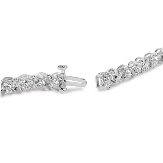 10k white gold 3.00 cttw miracle set diamond bezel link style tennis bracelet (h i color i2 i3 clarity) 7.5’’