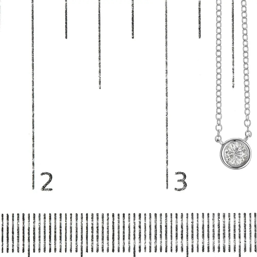 10k white gold 3/10 carat round brilliant cut diamond modern bezel set solitaire 16’’ 18’’ pendant necklace (h i color si2 i1