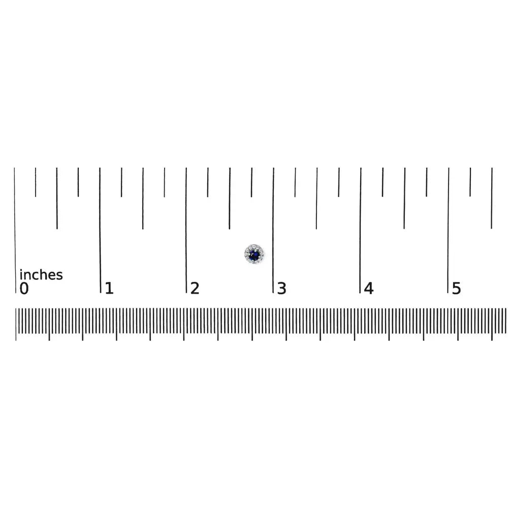 10K White Gold 3.25mm x 3.25mm Round Blue Sapphire and 1/10 Cttw Diamond Halo Stud Earrings (I-J Color, I1-I2 Clarity) - Bijoux-NYC Direct
