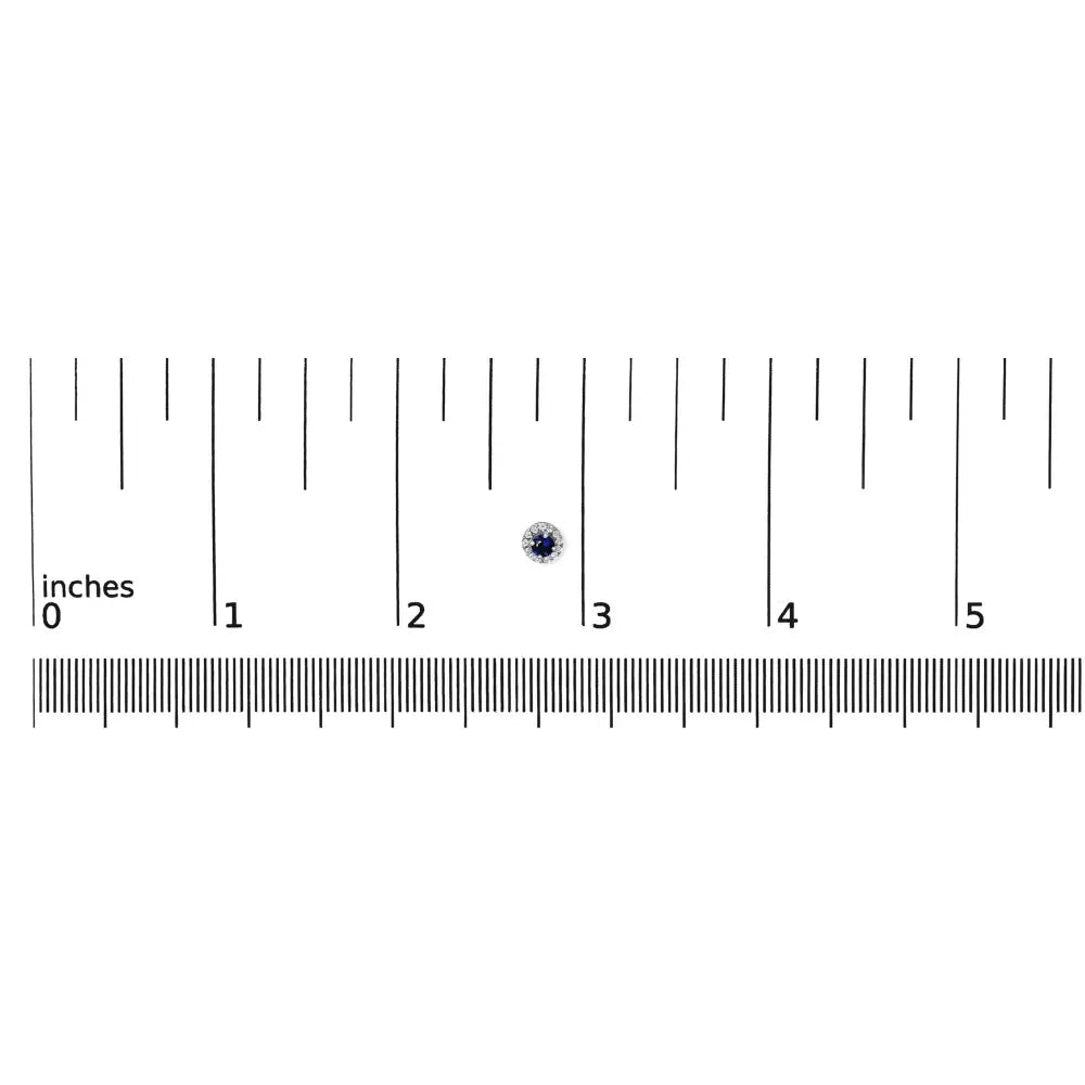 10k white gold 3.25mm blue sapphire and 1/10 cttw diamond halo studs bijoux-nyc direct