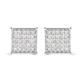 Princess diamond composite stud earrings in 10k white gold 3/4 cttw bijoux-nyc direct