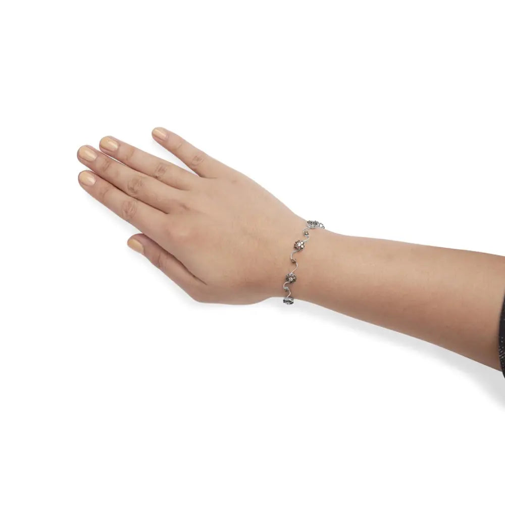 10k white gold 4.0 cttw champagne and white diamond floral link bracelet bijoux-nyc direct