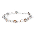 10k white gold 4.0 cttw champagne and white diamond floral link bracelet bijoux-nyc direct