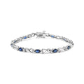 10k white gold oval sapphire and 1/10 cttw diamond x link bracelet 7 bijoux-nyc direct