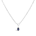 Blue sapphire paperclip pendant necklace in 10k white gold 18 inches bijoux-nyc direct