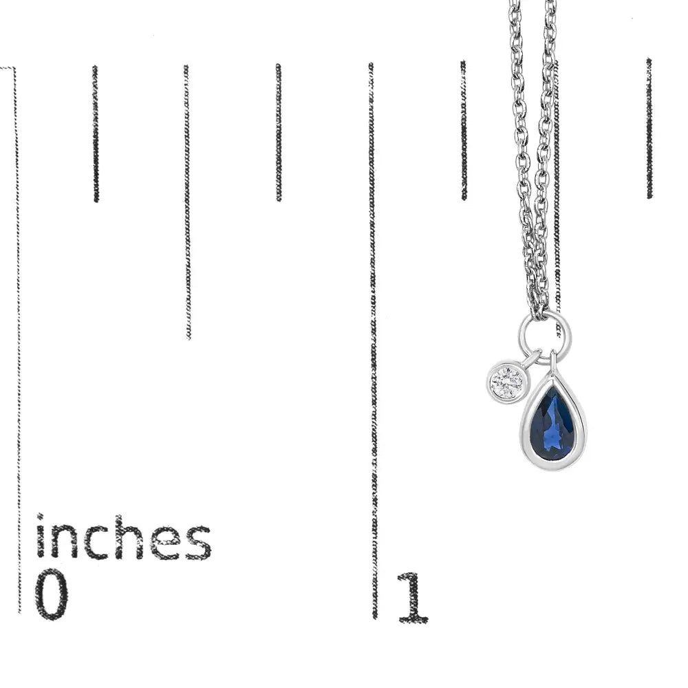 10k white gold pear blue sapphire and diamond pendant necklace 18 inches bijoux-nyc direct