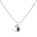 10k white gold pear blue sapphire and diamond pendant necklace 18 inches bijoux-nyc direct