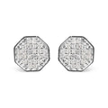 Princess diamond octagon composite stud earrings in 10k white gold 7/8 cttw bijoux-nyc direct