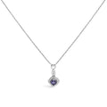 10k white gold cushion tanzanite and diamond accent drop necklace 18 bijoux-nyc direct