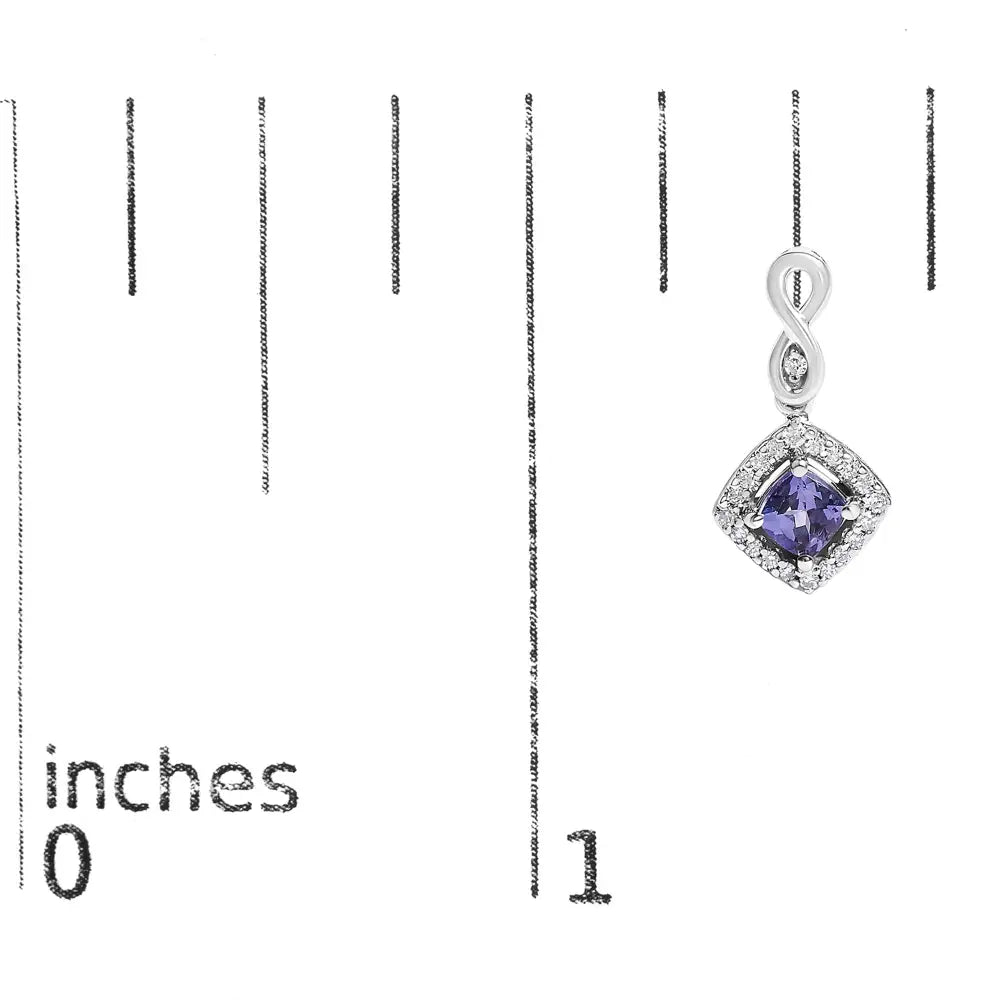 10k white gold tanzanite and diamond cushion halo drop earrings bijoux-nyc direct
