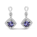 10k white gold tanzanite and diamond cushion halo drop earrings bijoux-nyc direct