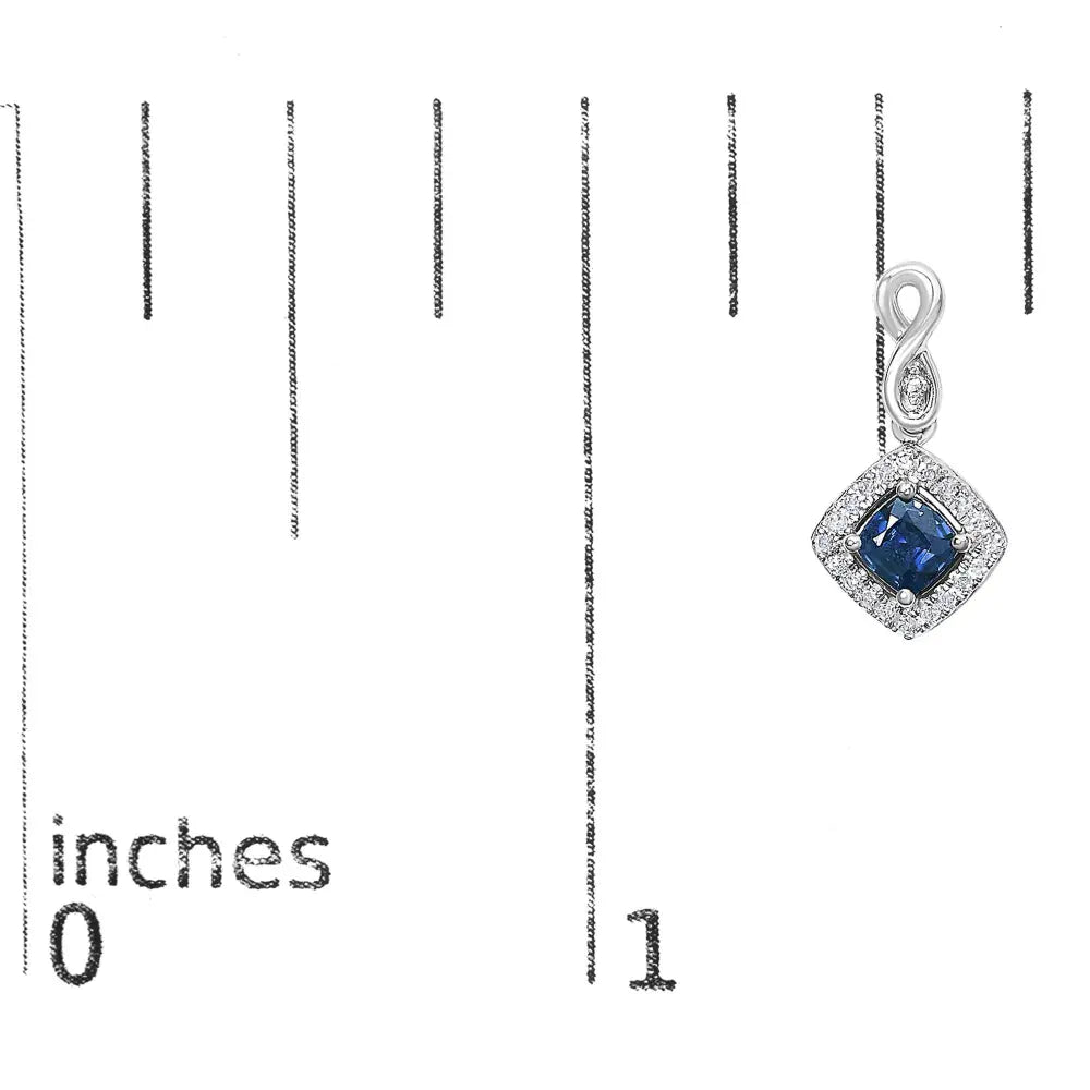 10K White Gold Blue Sapphire and Diamond Halo Cushion Shaped Drop Earrings (I-J Color, I1-I2 Clarity) - Bijoux-NYC Direct