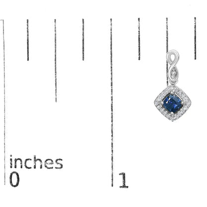 10K White Gold Blue Sapphire and Diamond Halo Cushion Shaped Drop Earrings (I-J Color, I1-I2 Clarity) - Bijoux-NYC Direct