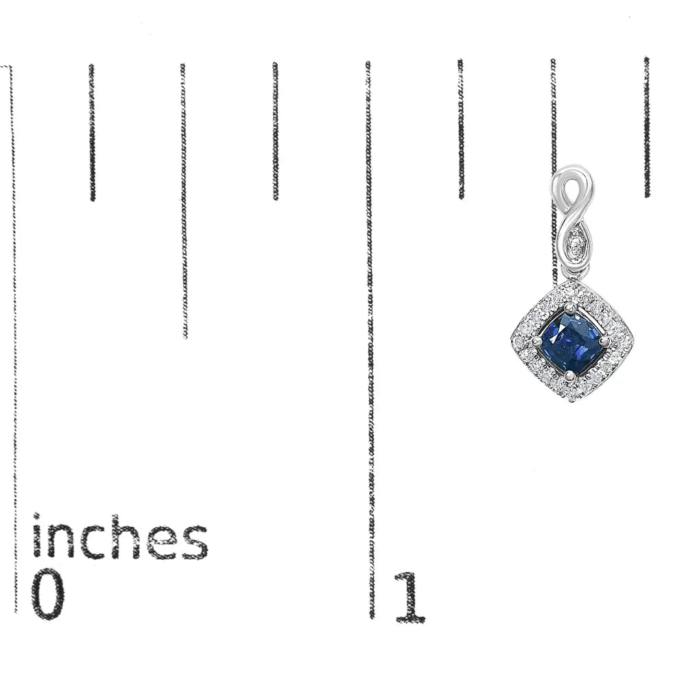 10k white gold blue sapphire and diamond cushion halo drop earrings bijoux-nyc direct