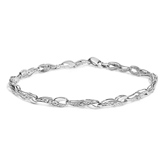 10k white gold diamond accent spiral link bracelet (h i color i3 clarity) 7.5’’ inches bracelets/bracelet/link handcrafted