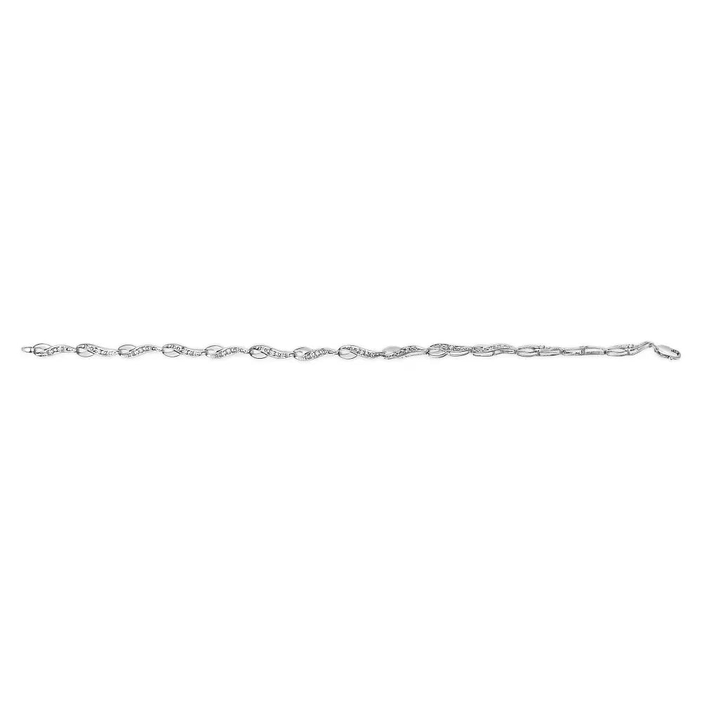 10k white gold diamond accent spiral link bracelet (h i color i3 clarity) 7.5’’ inches bracelets/bracelet/link handcrafted