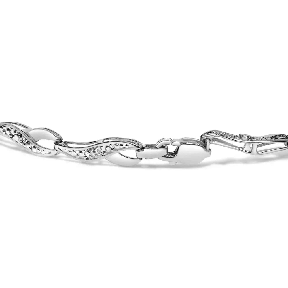 10k white gold diamond accent spiral link bracelet (h i color i3 clarity) 7.5’’ inches bracelets/bracelet/link handcrafted