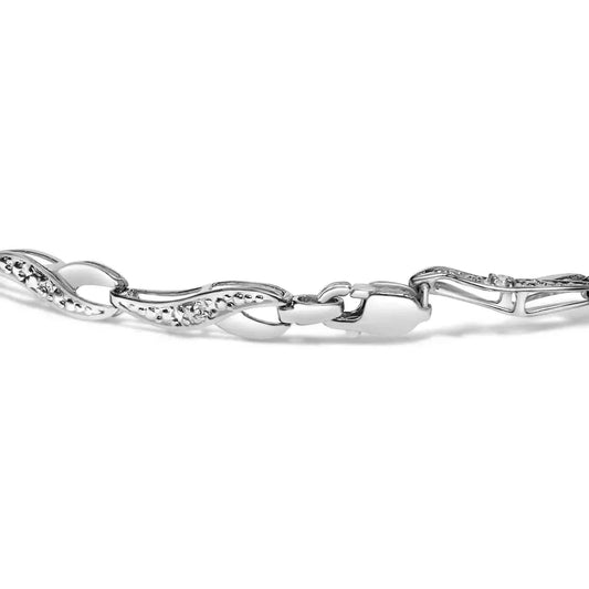 10k white gold diamond accent spiral link bracelet (h i color i3 clarity) 7.5’’ inches bracelets/bracelet/link handcrafted