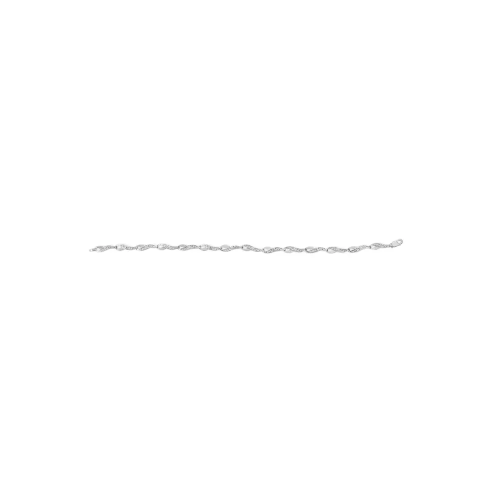 10k white gold diamond accent spiral link bracelet (h i color i3 clarity) 7.5’’ inches bracelets/bracelet/link handcrafted
