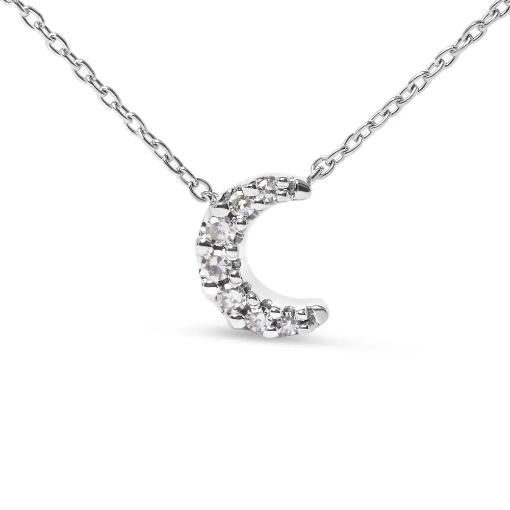 Diamond crescent moon pendant necklace in 10k white gold – 18’’ bijoux-nyc direct