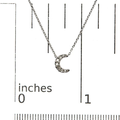 10k white gold diamond accented crescent moon shaped 18’’ inch pendant necklace (h i color i1 i2 clarity)