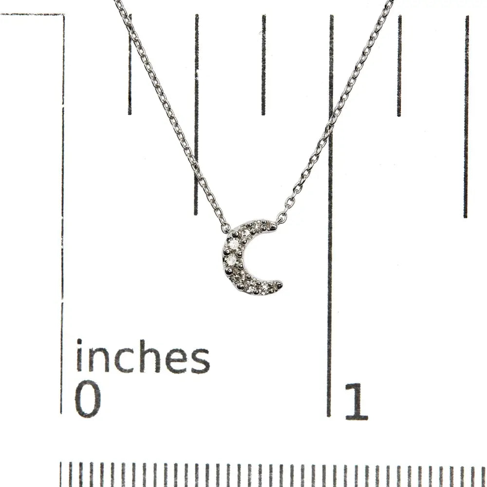Diamond crescent moon pendant necklace in 10k white gold – 18’’ bijoux-nyc direct