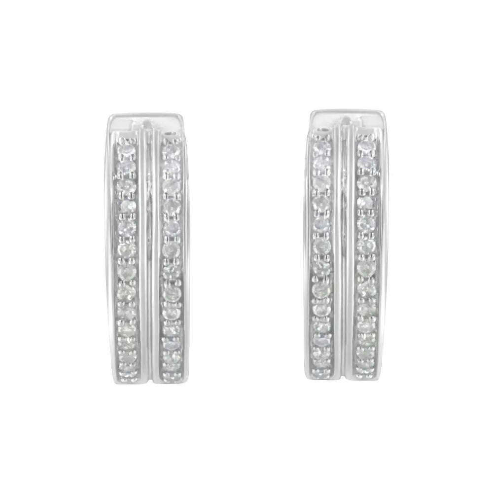 10K White Gold Diamond Hoop Earring (1/2 cttw, I-J Color, I2-I3 Clarity) - Bijoux-NYC Direct