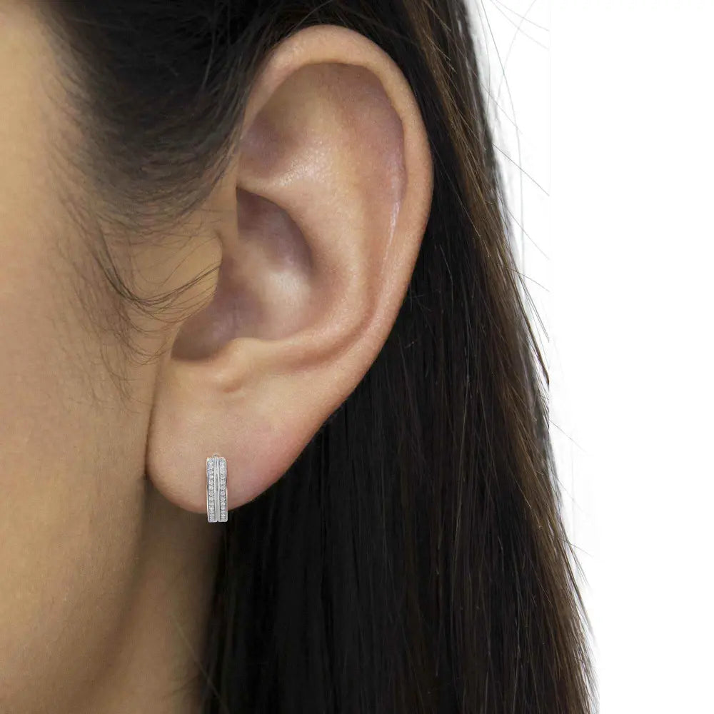 10K White Gold Diamond Hoop Earring (1/2 cttw, I-J Color, I2-I3 Clarity) - Bijoux-NYC Direct