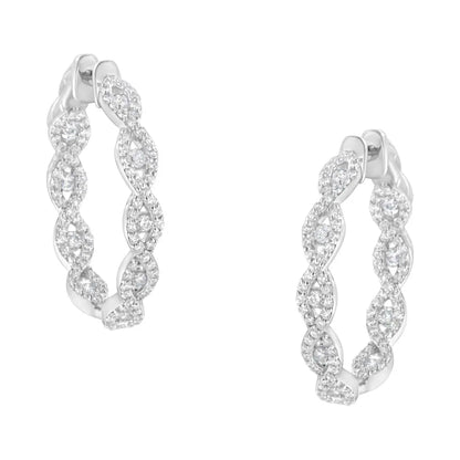 10K White Gold Diamond Hoop Earrings (1 1/2 cttw, H-I Color, I1-I2 Clarity) - Bijoux-NYC Direct