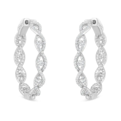 10K White Gold Diamond Hoop Earrings (1 1/2 cttw, H-I Color, I1-I2 Clarity) - Bijoux-NYC Direct
