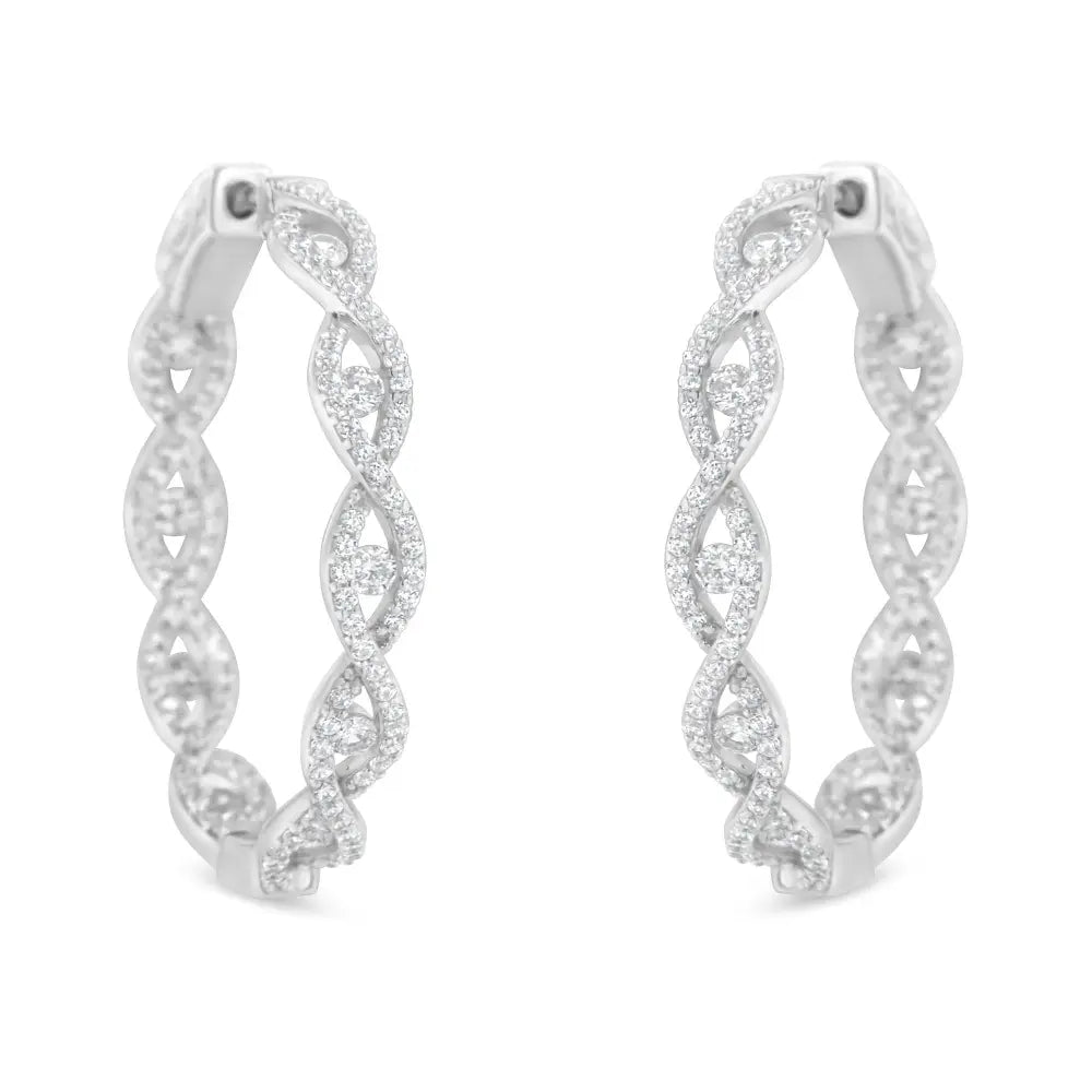 10k white gold infinity diamond drop earrings 1 1/2 cttw bijoux-nyc direct