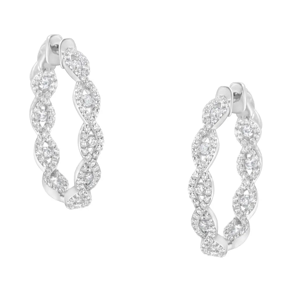 10k white gold infinity diamond drop earrings 1 1/2 cttw bijoux-nyc direct
