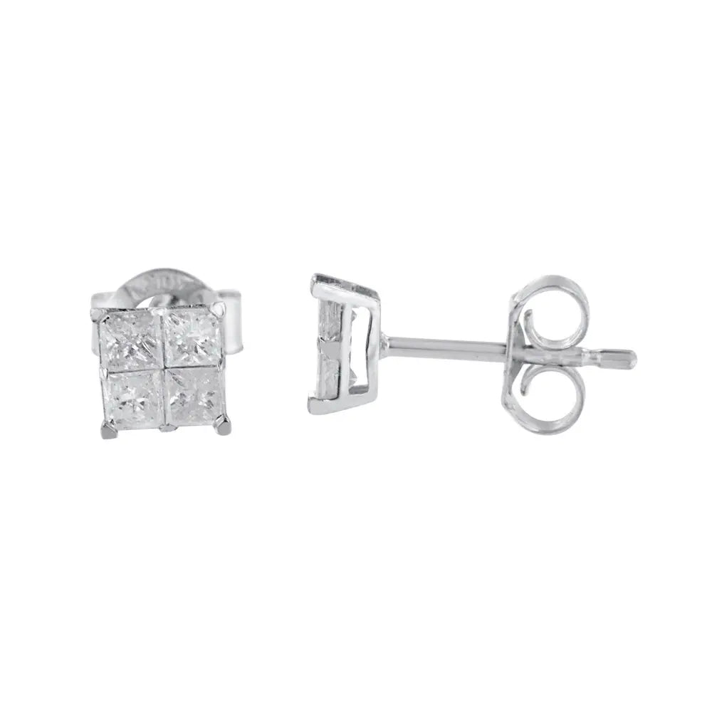 10k White Gold Diamond Stud Earrings (0.60 cttw, I-J Color, I2-I3 Clarity) - Bijoux-NYC Direct